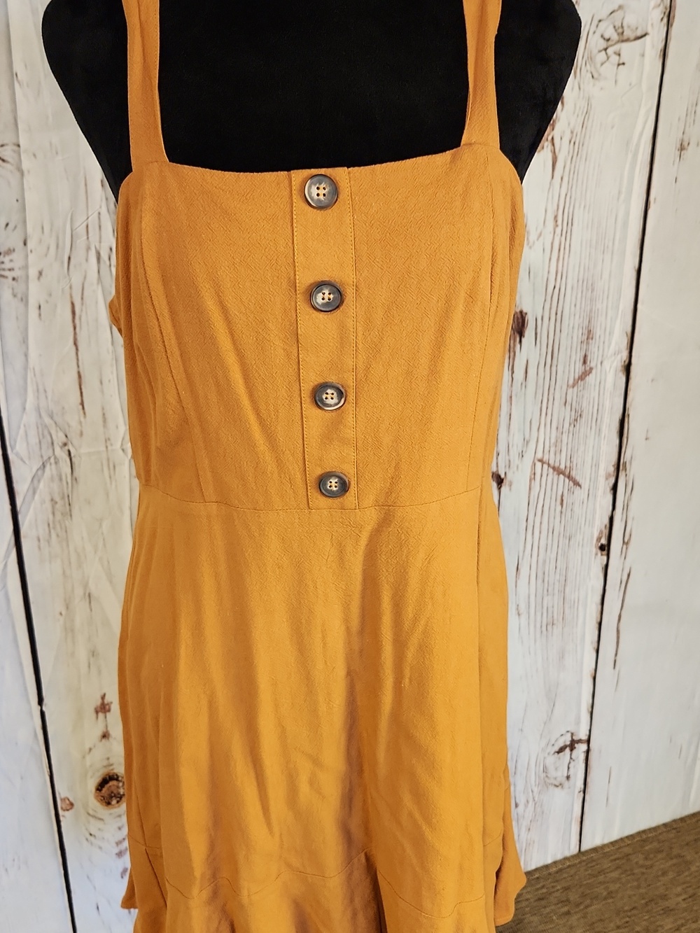 Altar'd State Mustard Cotton Linen Blend Summer Dress L NWT - Picture 2 of 12